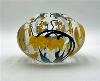 Timothy Lotton Clear Bowl with Yellow Bleeding Hearts