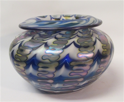 Daniel Lotton Vase Cobalt Blue Zipper Pattern