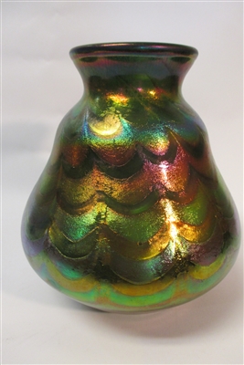 Daniel Lotton Vase Copper Aurene Threaded Drape Design