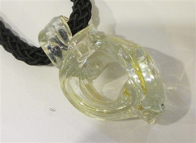Charles Lotton Clear  Silka with a hint of yellow
Glass blown and twisted by Charles Lotton
Charles started making these in aprox the 70's
Size 2 by 1