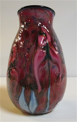 Charles Lotton Red Cypriote Vase
Pink Iris.  Red Interior  Black lip.
