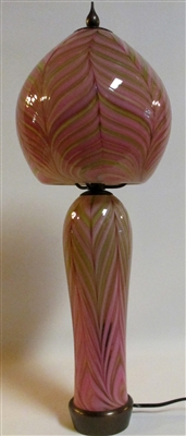 Daniel Lotton Lamp
Green and Pink Pulled Pattern
Lights Shade and Base.
Beautiful.  Pics don't do justice.
Lamps are best picked up at Gallery
Size 23  by 9
Signed Daniel Lotton  Dated 2016