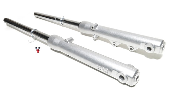 metalflake SILVER EBR non-hydraulic 27.5" fork leg SET PARTYTIME - disc style