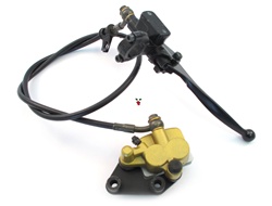 front disc brake lever assembly with gold caliper