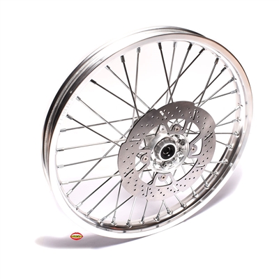 new 1.4 x 17" aluminum spoke FRONT wheel with 220mm rotor - CLASSIC SILVER