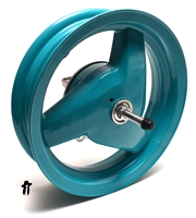 NOS piaggio ZIP 10" front wheel - teal