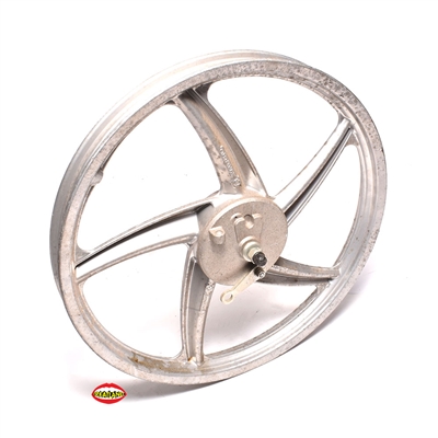 NOS vespa 5 star 17" BANANA mag wheel - FRONT - silver