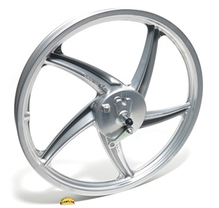OEM vespa 5 star 17" BANANA mag wheel - FRONT - silver