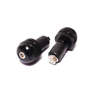 black textured bar end stops