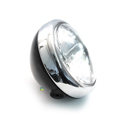 black n chrome head light with halogen bulb for many mopeds