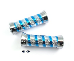 blue & sparkling chrome snake skin candy cane grips