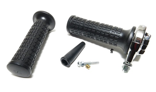 domino vintage throttle assembly -  BLACK n CHROME
