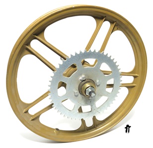 NOS 16" gold 5 star mag wheel w/ SAME SIDE pedal/drive sprocket