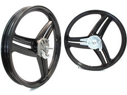 17" black grimeca style three star mag wheel set