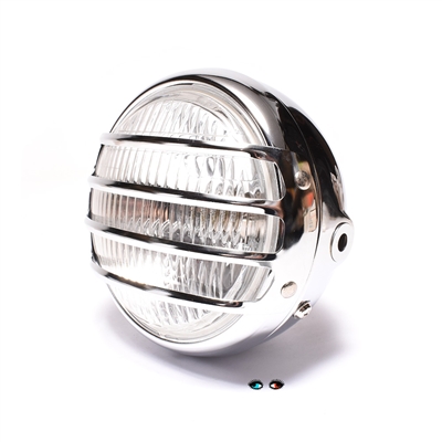 BAD BOI round headlight with integrated GRILL - chrome