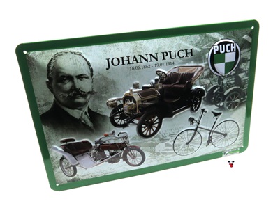puch 12" x 8" metal plaque - johann puch