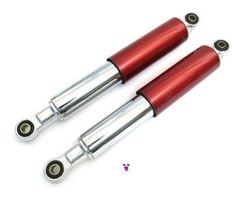 vintage style red and chrome shocks - 300mm - 10mm eyelets