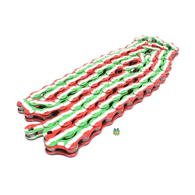 red white and green 1/8" bicycle chain - 112 links - ITALY!