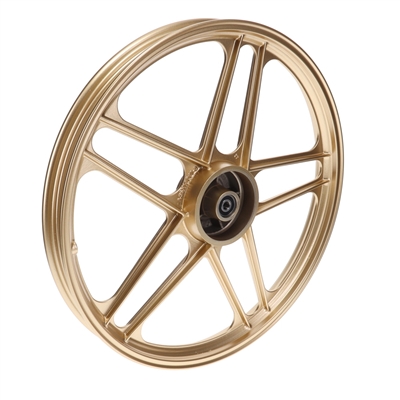 new 17" GOLD honda hobbit pa50 camino 5 star mag wheel - FRONT