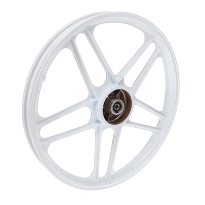 new 17" WHITE honda hobbit pa50 camino 5 star mag wheel - FRONT