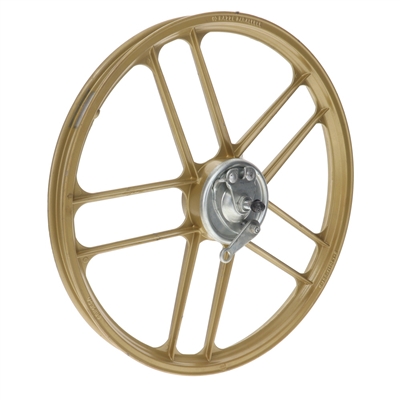NOS vespa piaggio CIAO front 10 spoke 5 star 17" mag wheel - GOLD