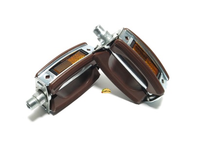 union RUBBER moped reflector pedals - BROWN
