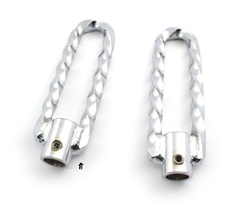 moped pedal shaft foot pegs - U twisted chrome