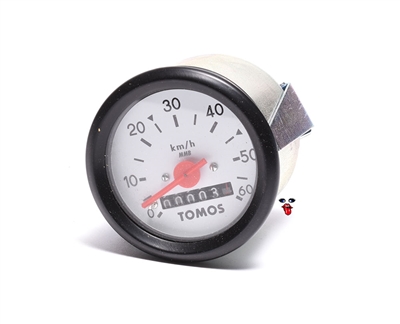 tomos OEM 60km/h speedometer - EURO version white - WITH bracket