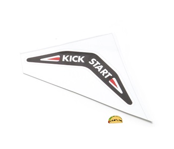 tomos black n red KICKSTART sticker - black white n red