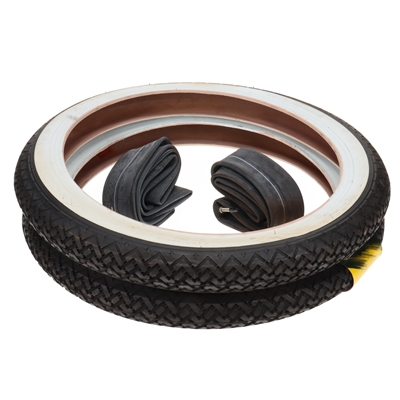continental white wall tire SET with tubes - 2.25-15