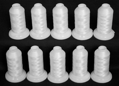 10 White Cones Poly Machine Embroidery Thread