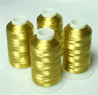 4 Cones of Antique Gold Metallic Machine Embroidery Thread