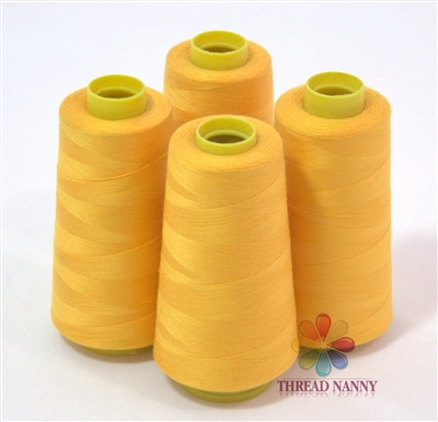 4 Large Cones of Polyester thread in Gold with 3000 yards each