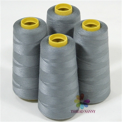 4 Large Cones of Polyester thread in Grey with 3000 yards each