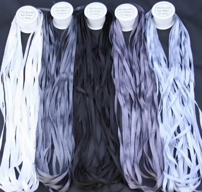 ThreadNanny 5 Spools of Grey Tone 100% Pure Silk Ribbons