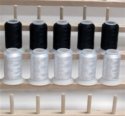 5 White and 5 black Polyester Embroidery Thread Spools