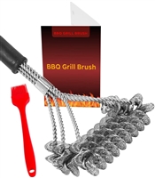 ThreadNanny Bristle Free Grill Brush for Safe BBQ Cleaning/Stainless Steel - Rust Free/Grilling Accessories Cleaner for Weber Gas/Charcoal Porcelain/Ceramic/Iron/Steel Grill Grates