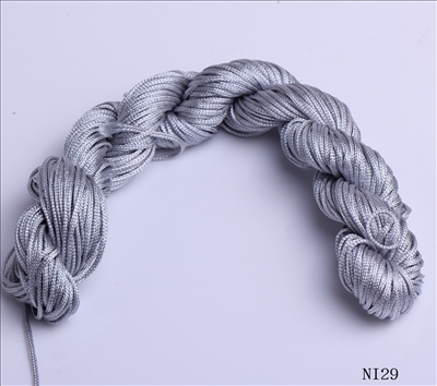 ThreadNanny 25 Yards of 2mm Satin Chinese Knot Cord in Silver