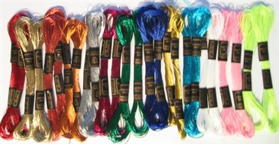 24 Metallic Skeins of Cross Stitch Floss Thread