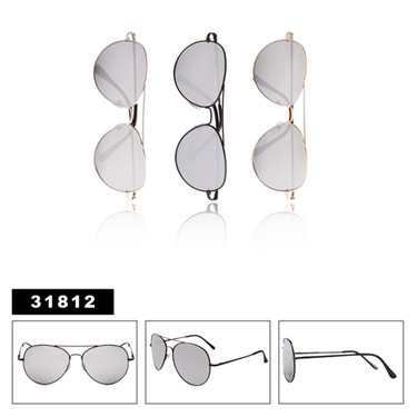 Aviator Sunglasses with Mirrored Lens