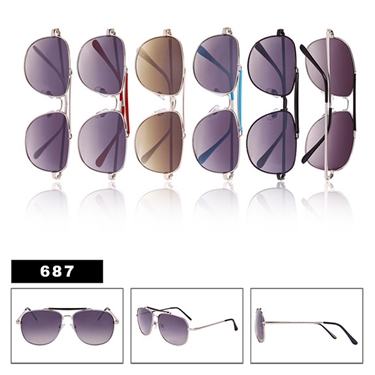 Metal Framed Aviator Sunglasses-687