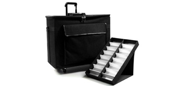Wholesale Traveling Suitcase & Displays includes 9 fold up display trays.