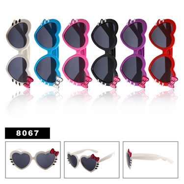 Wholesale Heart Shaped Sunglasses with Whiskers & Bow
