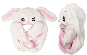 Wholesale "White/Pink Bunny with Long Arms " Animal Hats A115