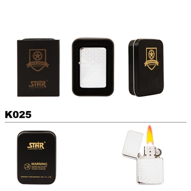 Brass Oil Lighter-Chrome Pattern-K025