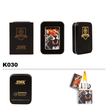 Brass Oil Lighter-Tiger-K030