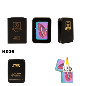 Brass Oil Lighter-3-Color-Finish & Butterfly-K036