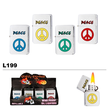 Assorted "Peace" Wholesale Oil Lighters L199