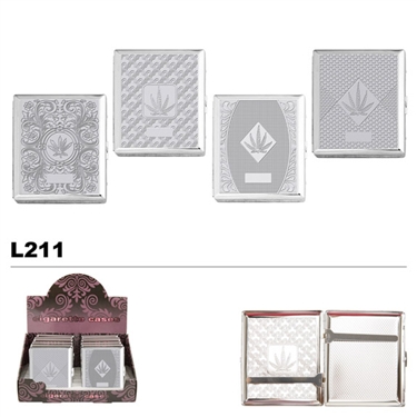Assorted Embossed Pot Leaves Cases for Cigarettes