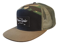 Flatbill Trucker - Army Green and Black with Camo